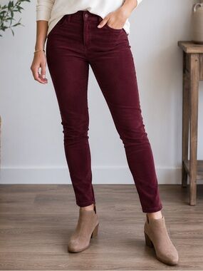 LOFT Burgundy Corduroy Skinny Pants